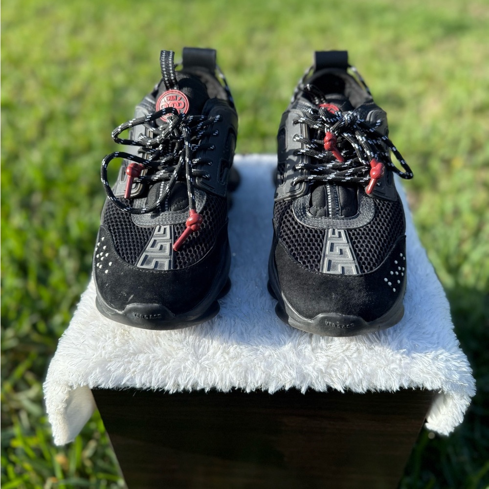 Versace Chain Reaction Sneakers - Black/Red Men’s Size 9